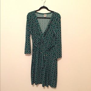 Anne Klein 3/4 Sleeve Faux Wrap Dress w/ Tie Belt